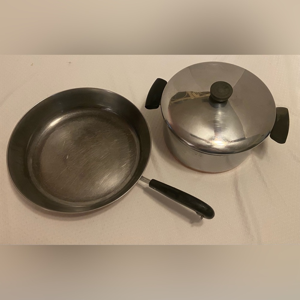 REVERE WARE Copper Stainless Steel Cookware Set, 3pc. Sold as pictured.
